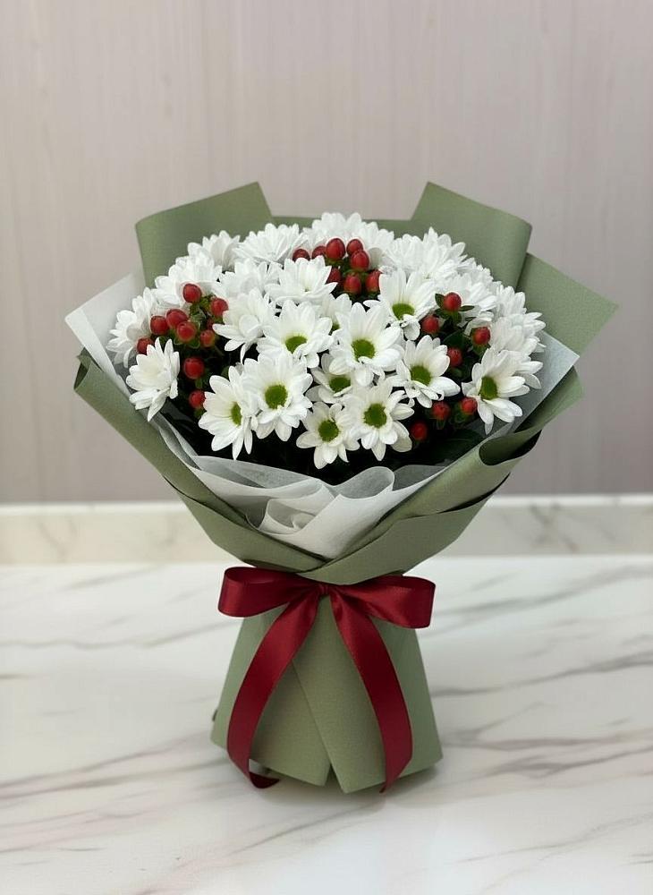 Букет цветов из: Хризантемы в Красный