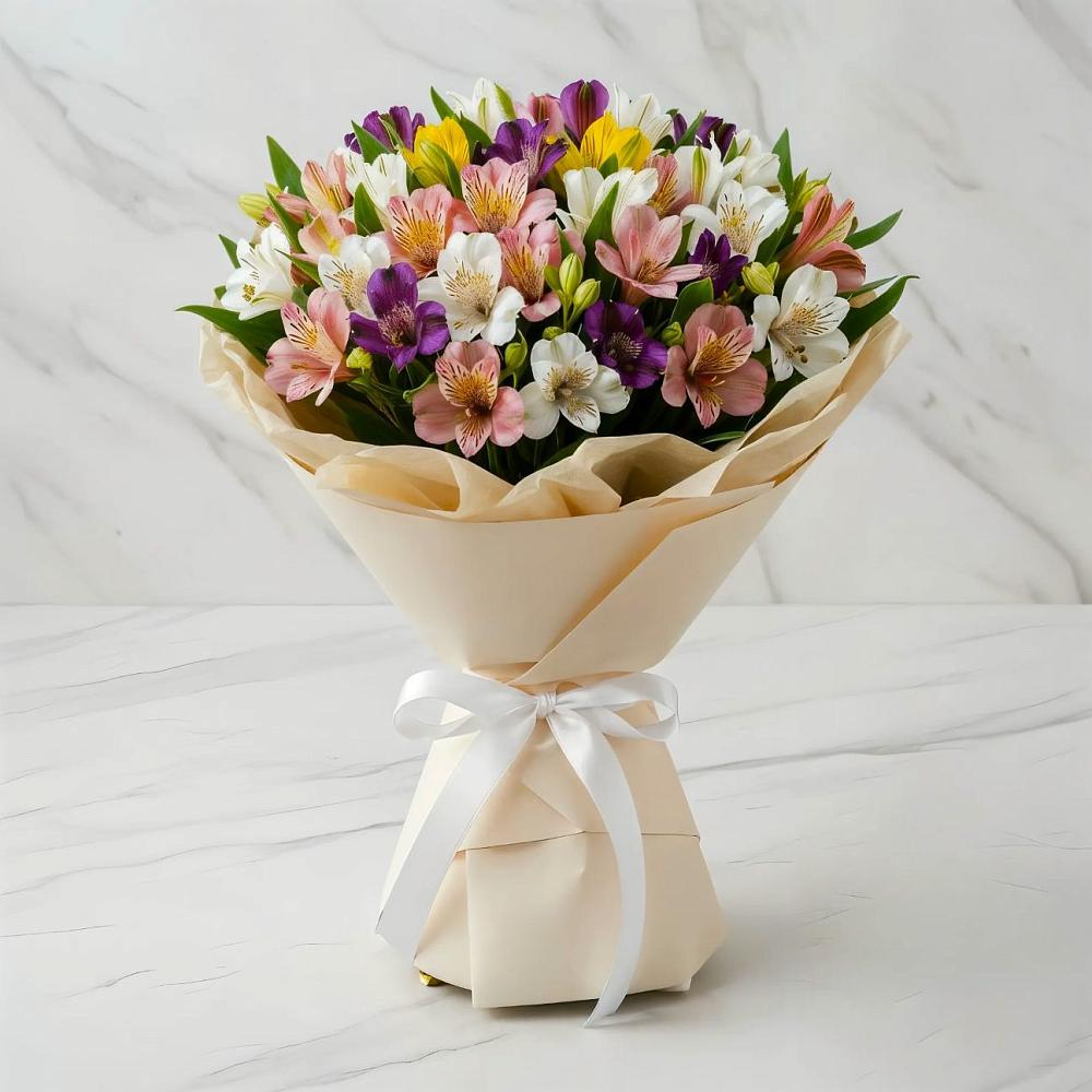 Букет цветов из: Альстромерии в Красный