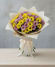 Букет цветов из:  Хризантемы в Красный