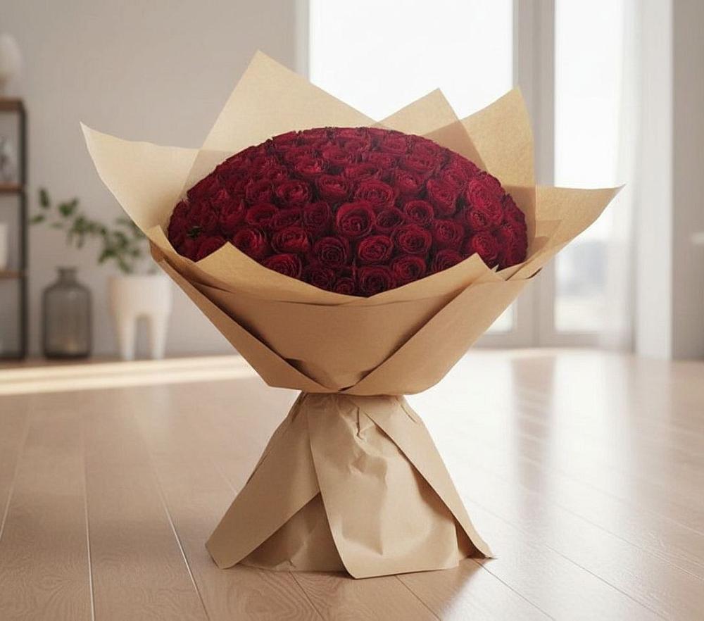 Букет 101 Красная роза в Красный