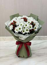 Букет цветов из:  Хризантемы в Красный