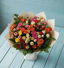 Букет Микс из разноцветных кустовых роз #REPLACE_PRED# Красный